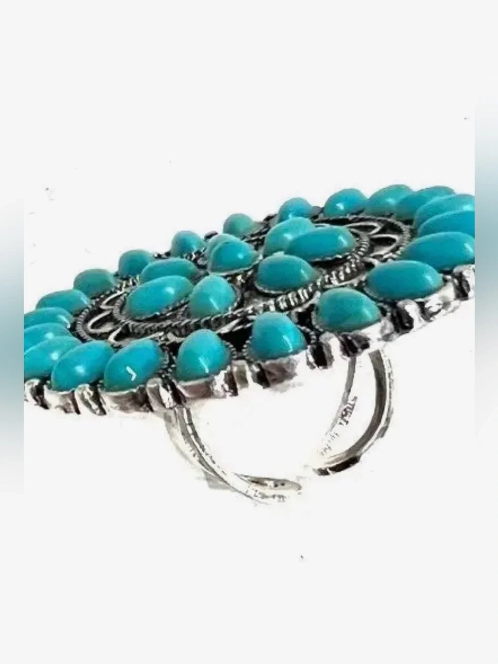 Turquoise Floral Statement Brooch - Women Jewelry